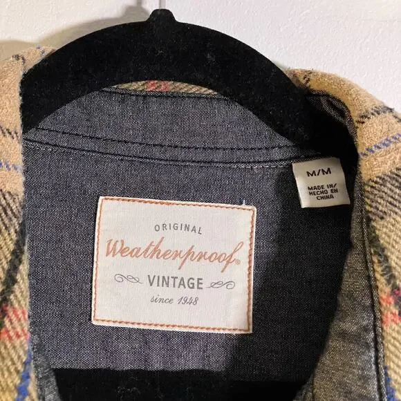 Weatherproof Vintage Shirt Jacket Mens Medium Plaid Flannel Button Up Workwear - Picture 2 of 16